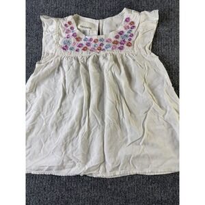 Toughskins Girls Embroidered Floral Top Size 5/6 Ivory Rayon Boho Peasant